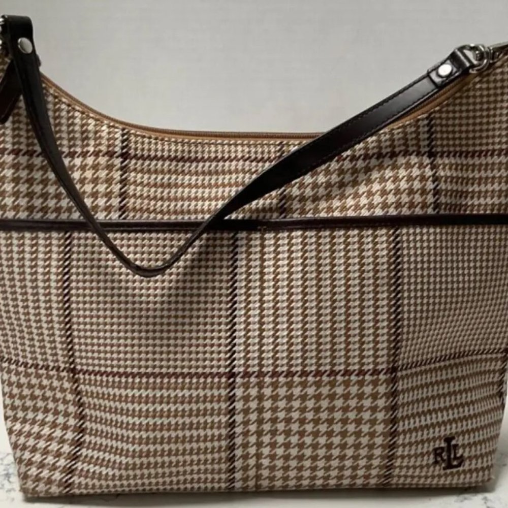 Vintage Ralph Lauren- Plaid Houndstooth Canvas Tote - REDUCED